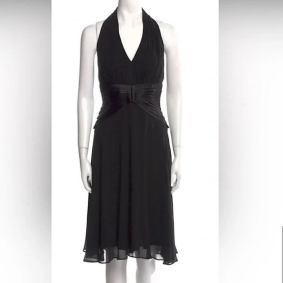Tadashi Shoji | Silk Chiffon Halter Party Dress.  Size 2. Feminine. Black tie - Picture 11 of 11